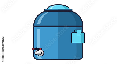 Water Tank Vector Illustration, Flat Design for Water Storage, Clean Water Supply, Reservoir, Container