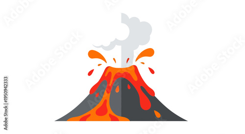 Volcano Eruption Vector Illustration, Flat Design for Geology, Nature and Disaster Concepts