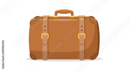 Brown suitcase image, vector illustration, travel concept, luggage design, vacation trip