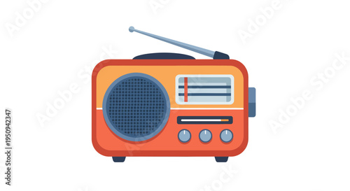 Retro radio illustration, vector style graphic, for music, audio, vintage design, and media.