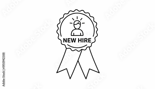 New Hire Award Badge with Person Icon and Light Bulb, Celebrating Achievement
