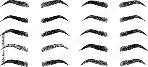 Collection of various eyebrow shapes and styles
