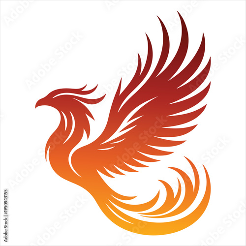 majestic phoenix vector silhouette outline logo design  concept illustration idea