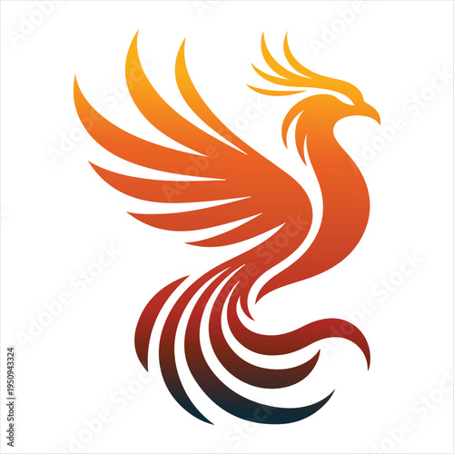 majestic phoenix vector silhouette outline logo design  concept illustration idea