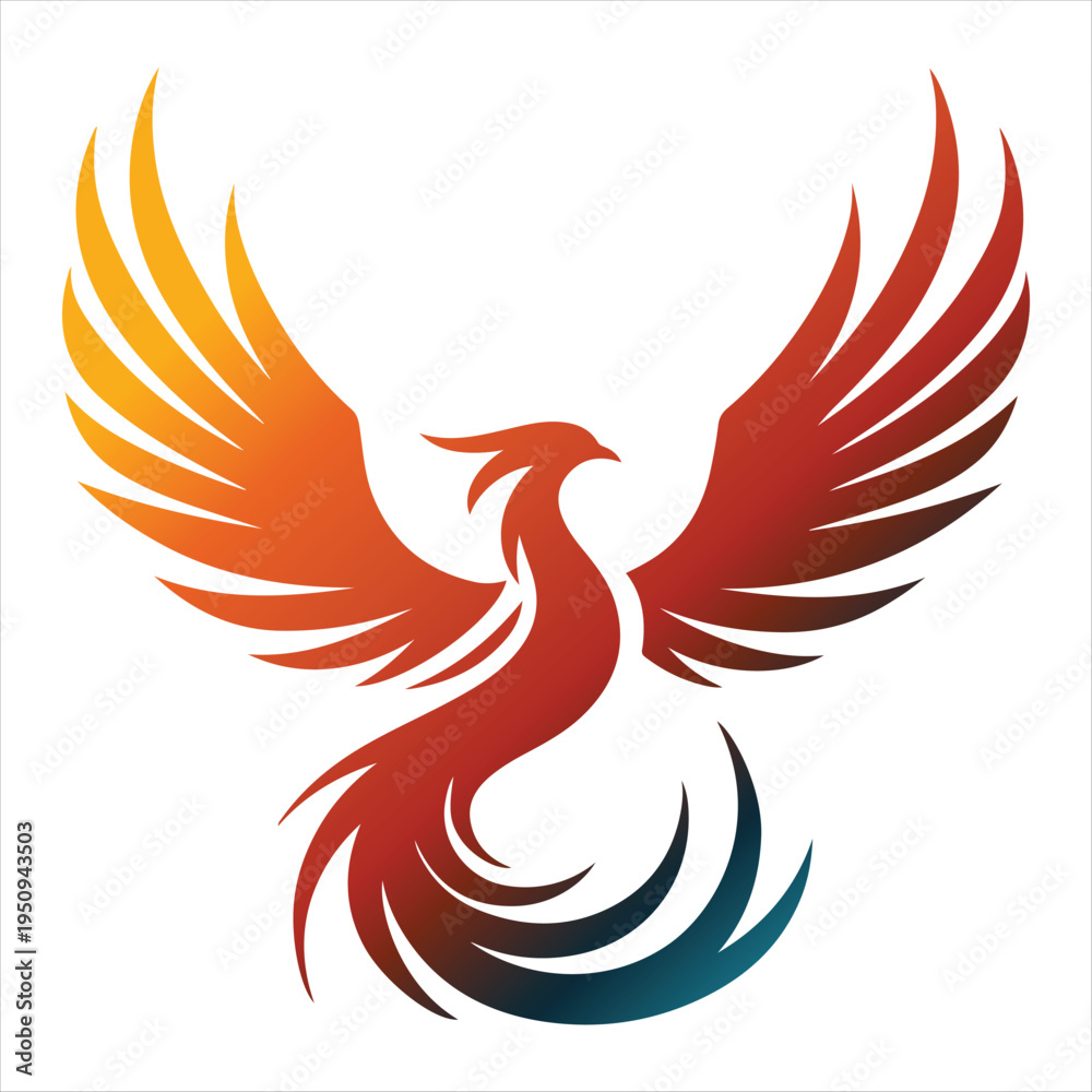Fototapeta premium majestic phoenix vector silhouette outline logo design concept illustration idea