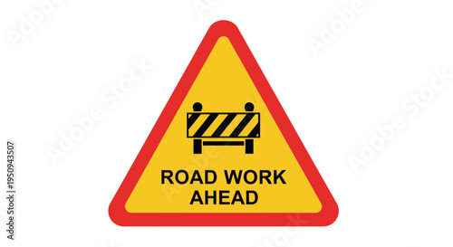 Vector road work ahead sign