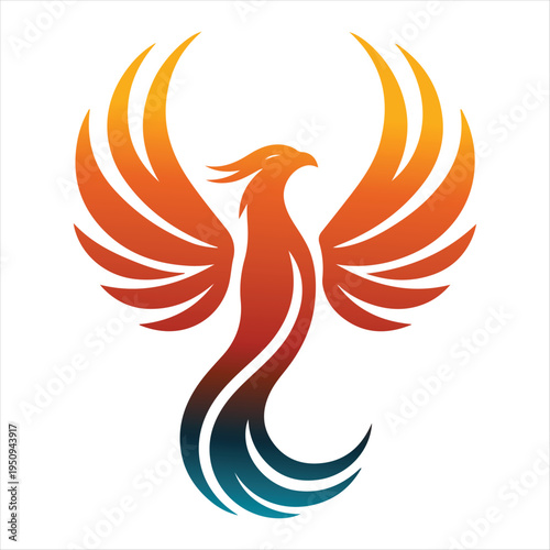 majestic phoenix vector silhouette outline logo design  concept illustration idea