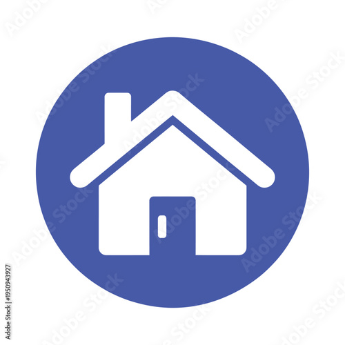Home icon in a blue circle representing a dwelling or a main page for navigation