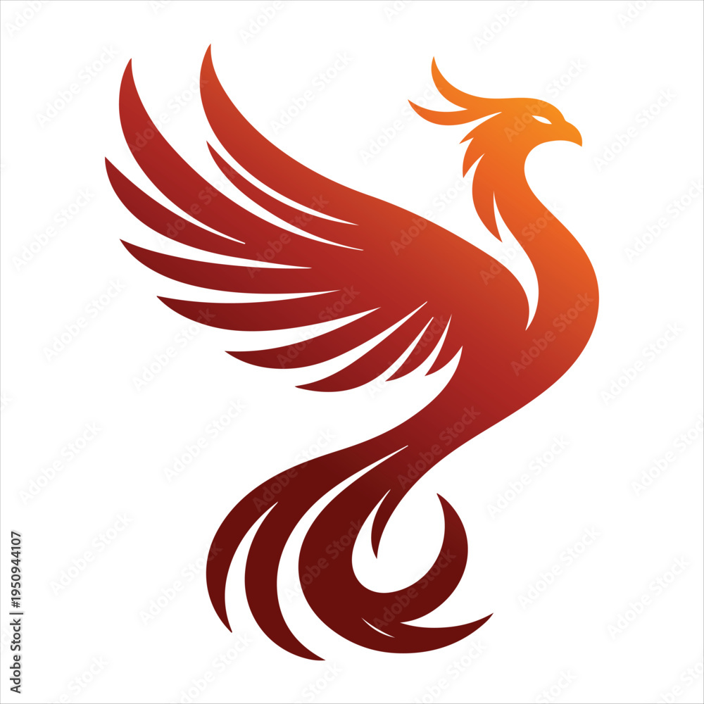 Fototapeta premium majestic phoenix vector silhouette outline logo design concept illustration idea