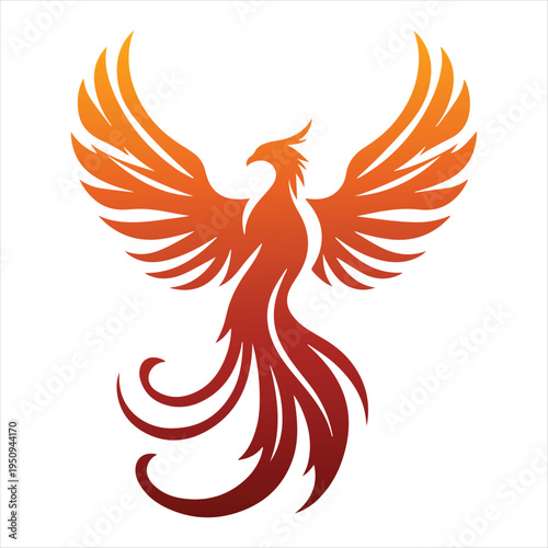 majestic phoenix vector silhouette outline logo design  concept illustration idea