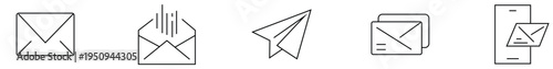 Email icon, Envelope icon, Mail icon, Paper plane icon, Message icon, Newsletter icon, Smartphone icon, Inbox icon, Send icon, Communication icon, Set