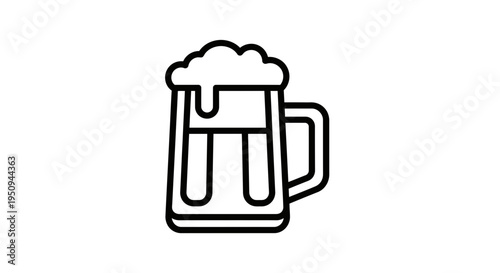 Beer Mug Icon, Line Art, Refreshing Drink Symbol, Oktoberfest Celebration