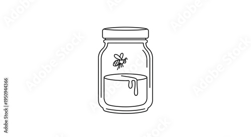 Bee in a Jar of Honey, Sweetness, Nature, Food, Organic, Healthy