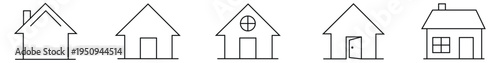 House icon, Home icon, Residential building icon, Open door icon, Cottage icon, Real estate icon, Property icon, Living icon, Architecture icon, Set