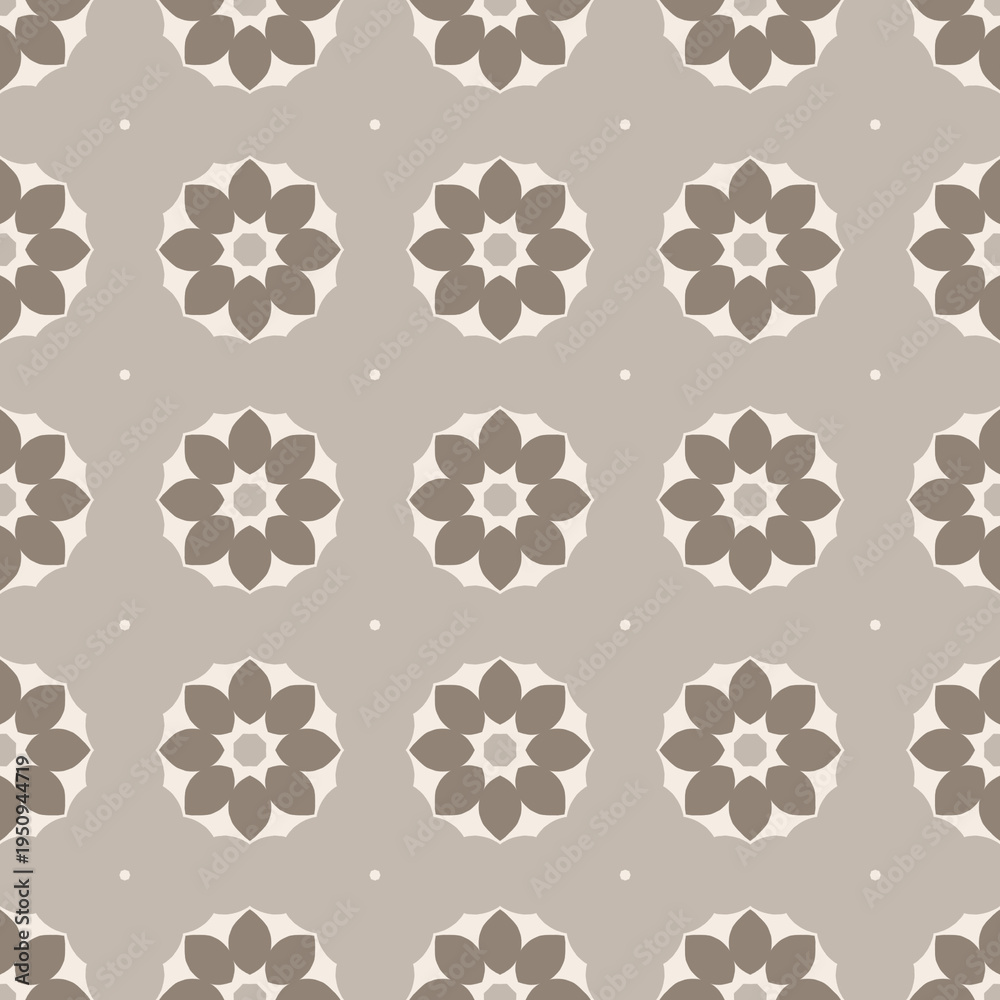 Fototapeta premium Seamless floral pattern with geometric shapes in neutral tones