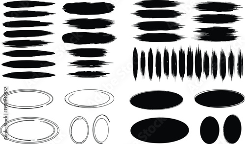 Collection of black brush strokes and shapes