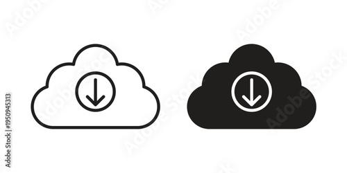 Cloud download icon logo concept on white background. Suitable for use on web apps