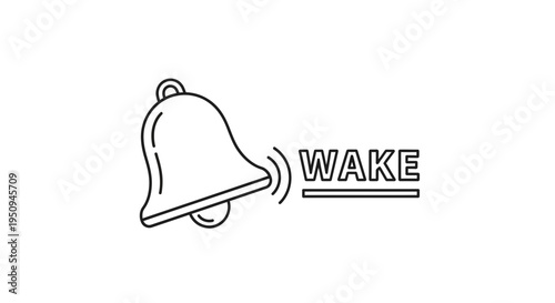 Alarm Bell Ringing with Wake Up Text - Morning Routine Icon
