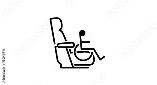 Accessible Seat Icon: Wheelchair User in Airplane or Train Seat