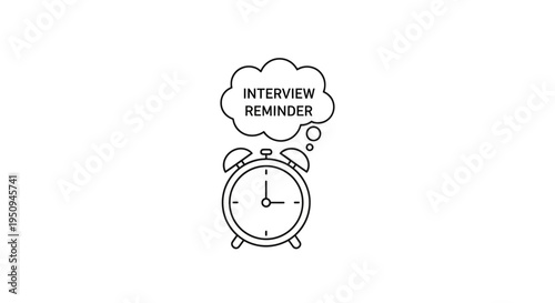 Alarm Clock with Interview Reminder Thought Bubble - Business Meeting Concept