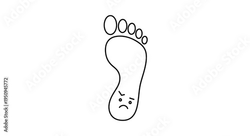 Angry Foot Cartoon Character with Toes and Sole