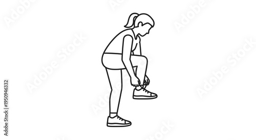 Woman Tying Shoelaces Before Running or Workout, Fitness Preparation