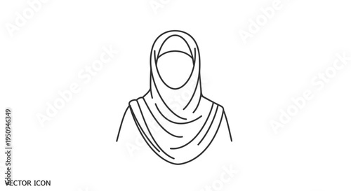 Woman wearing hijab, Islamic headscarf, muslim fashion icon, vector illustration