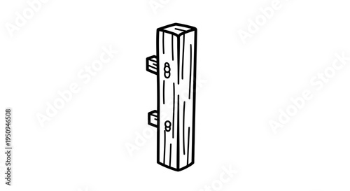 Wooden Post with Holes and Pegs, Rustic Wood Element, Construction and DIY