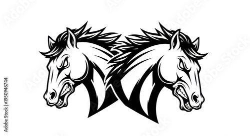 Black and White Horse Head Vector Art, Animal Mascot Logo