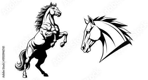 Black and White Horse Silhouette Vector Art