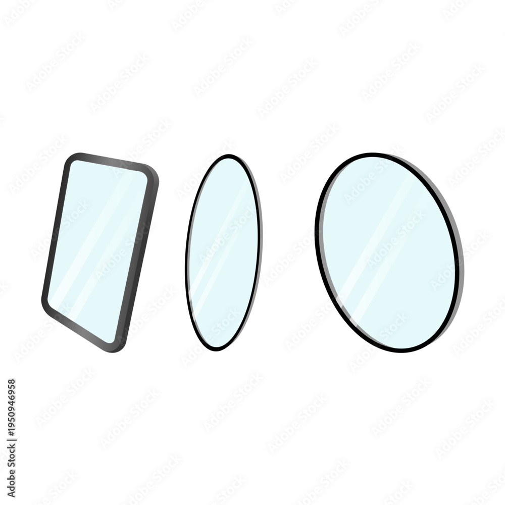 Obraz premium Set of Modern Isometric Mirrors with Round Oval and Square Frames