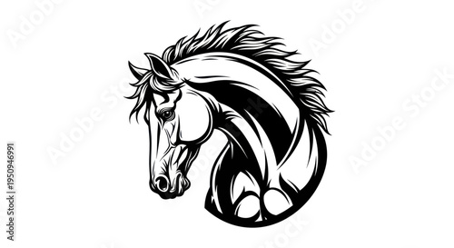 Black and White Horse Head Vector Art