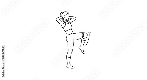 Woman doing standing knee crunch exercise, fitness, workout, healthy lifestyle