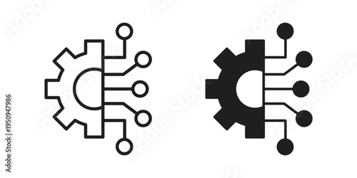 Digital technology gear icon logo concept on white background. Suitable for use on web apps