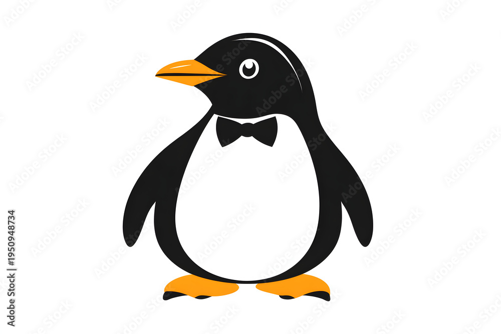 Fototapeta premium Dapper Penguin: A charming and stylish penguin, dressed in a bow tie, exudes elegance and playfulness. Perfect for various design projects.