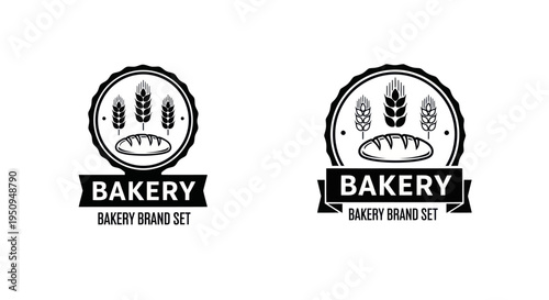 Black and White Bakery Logo - Wheat and Bread Icon