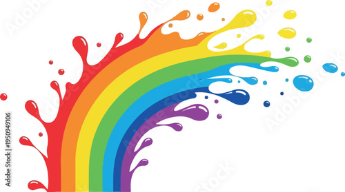 Vibrant Rainbow Splash Illustration - A Creative Explosion of Colors Symbolizing Joy, Diversity, and Hope