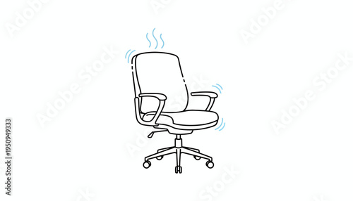 Vibrating Office Chair with Blue Wavy Lines Indicating Movement or Heat
