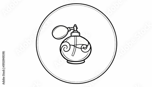 Vintage Perfume Bottle Icon: Elegant Retro Fragrance Spritzer, Hand-Drawn Style