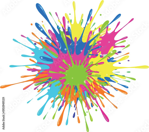 Explosion of vibrant colors and abstract shapes, a dynamic and energetic artistic representation