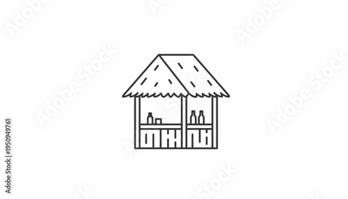 Tiki Bar Hut Icon Outline Vector Illustration