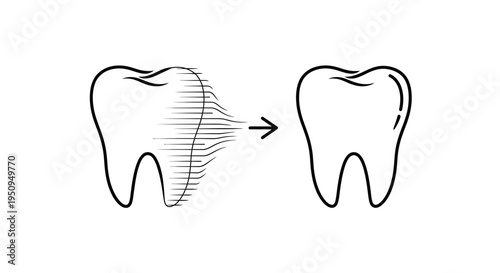 Tooth transformation: before and after dental treatment, whitening, or restoration concept