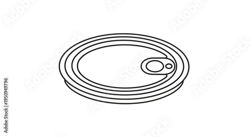 Top View of an Opened Aluminum Can with Pull Tab - Clean Line Art Icon