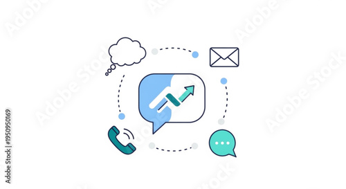 Communication icons with speech bubbles phone email and chat symbols conveying business conversation and networking concepts
