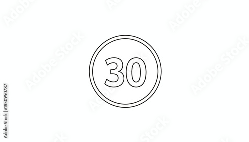 Speed Limit 30 Sign Icon, Circular Traffic Sign, Road Safety Symbol