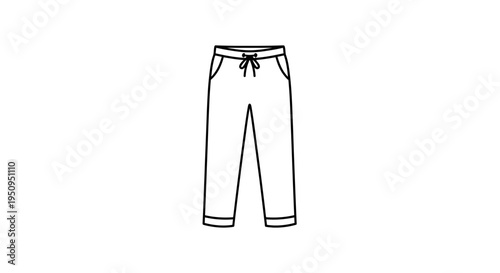 Simple Line Drawing of Casual Trousers with Drawstring Waist