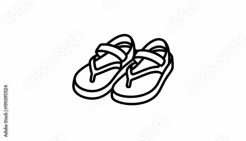 Simple Line Drawing of Comfortable Sandals