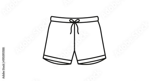 Simple Line Drawing of White Shorts with Drawstring