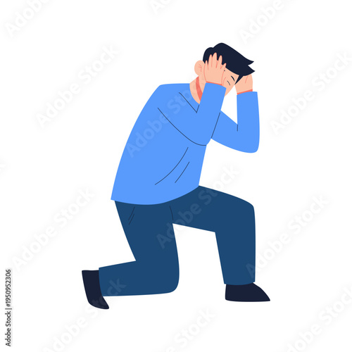 Hypertension Symptoms Man Character Flat Illustration 