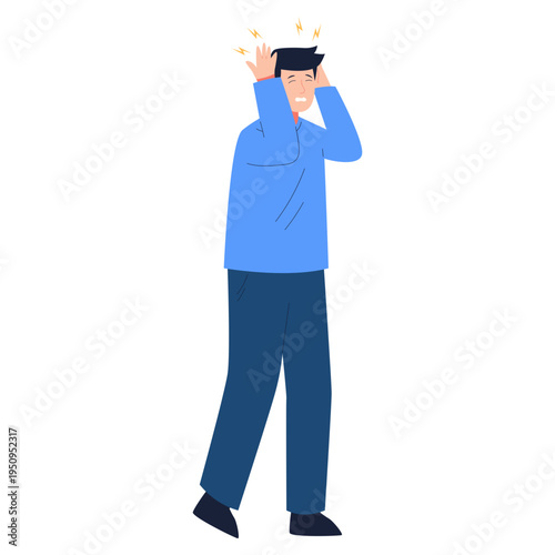 Hypertension Symptoms Man Character Flat Illustration 